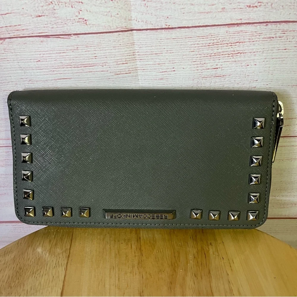 Rebecca Minkoff Gray‎ Saffiano Studded Wallet